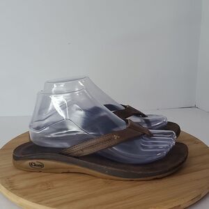 Chaco Women's Brown Leather Flip Flop Sandals Size 8